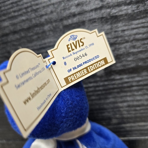 Limited Treasures Elvis Bear Blue Beanie Plush Premier Edition 9in - #546 - Rare - Picture 3 of 12